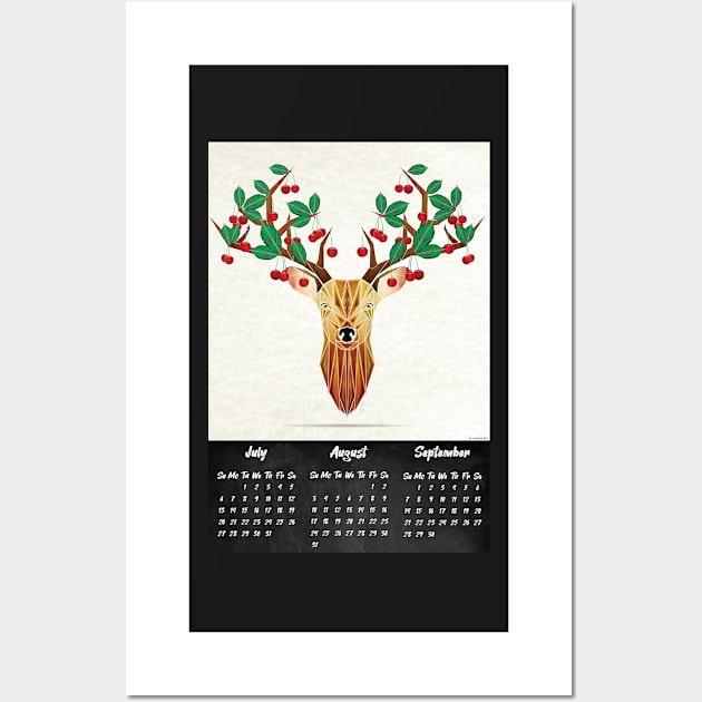 deer summer calendar 2020 Wall Art by Manoou